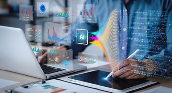 Clear Communication Data analysis science and big data with AI technology. Analyst or Scientist uses a computer and dashboard for analysis of information on complex data sets on computer. Insights development engineer